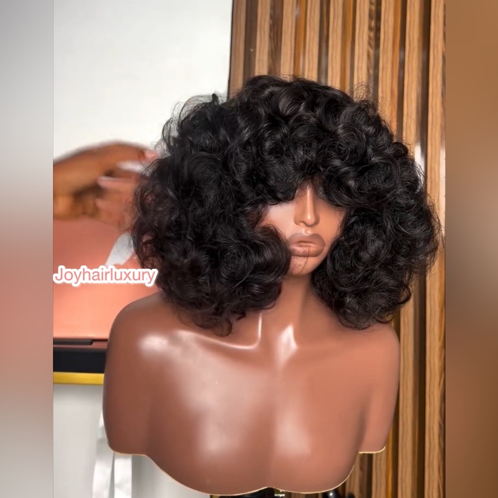 Joyhairluxury custom rohothick curls human hair fringe unit